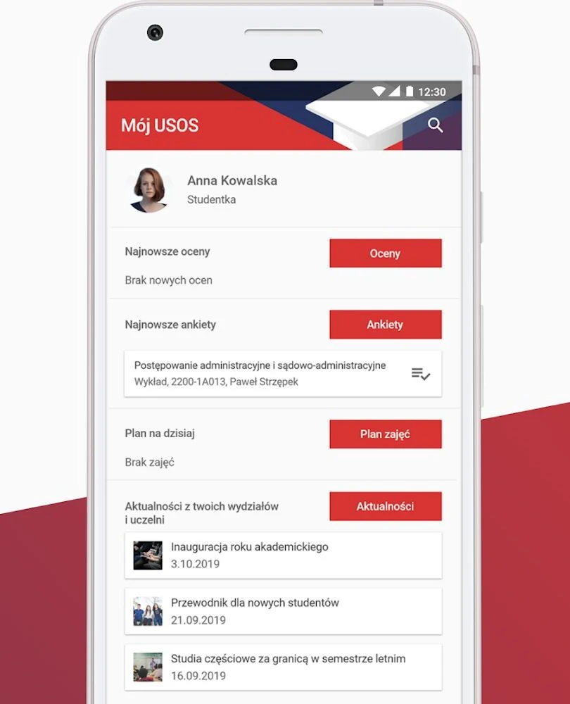 grafika ilustracyjna zawartości aplikacji Mobilny USOS 2.0 - 02